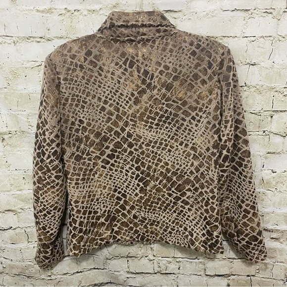 Morgan Cole Brown Beige Faux Leather Fleece Animal Print Jacket - Picture 3 of 4